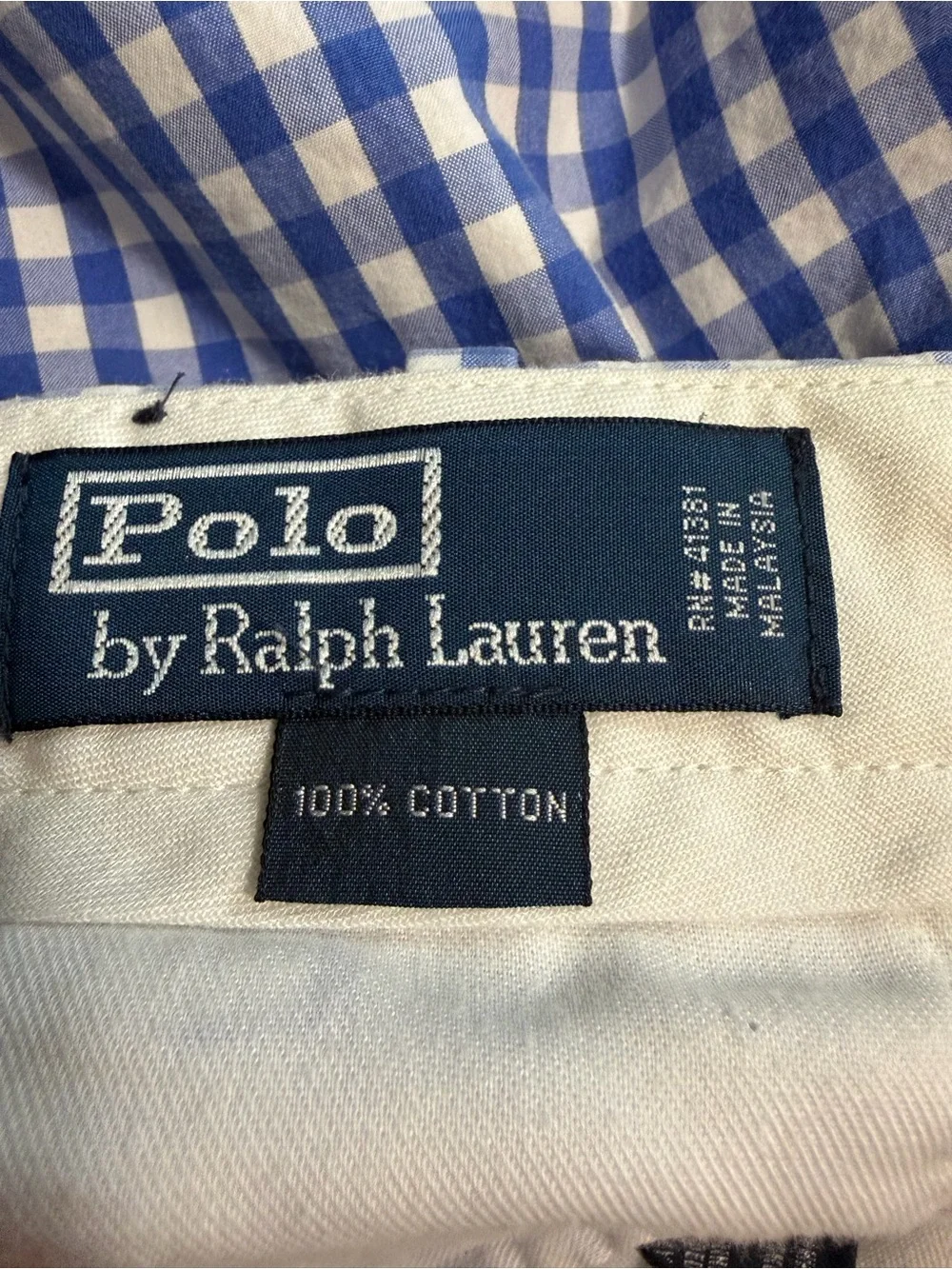 Polo by Ralph Lauren Blue and White Gingham Flat-Front Shorts